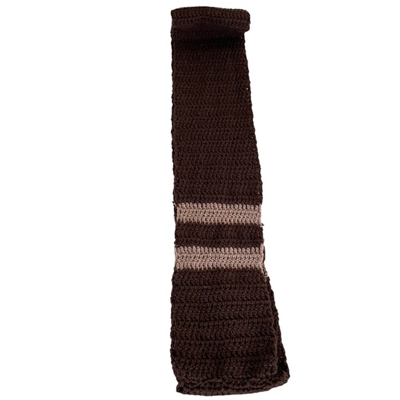 Handmade Crochet Infinity Brown Striped Scarf - Picture 5 of 13